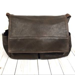 J.Crew Mens Brown Leather Messenger Flap Bag